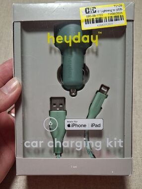New heyday Sage Green Car Charging Kit with Lightning Cable